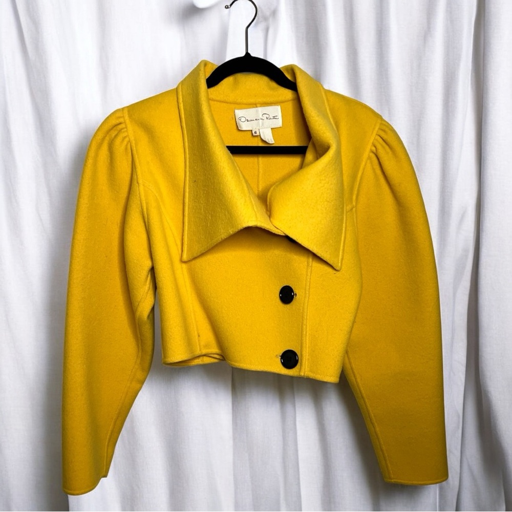 Vintage Oscar De La Renta Cropped Wool Breasted Coat, Sz 6